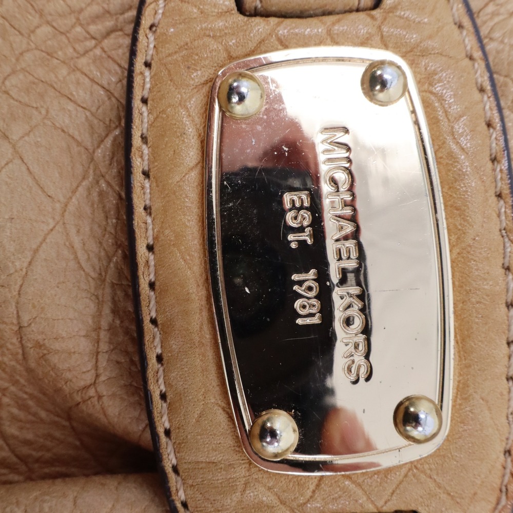 Michael Kors Tote Bag Large Tan Leather Python Embossed Gold Buckle Satchel - Picture 6 of 13